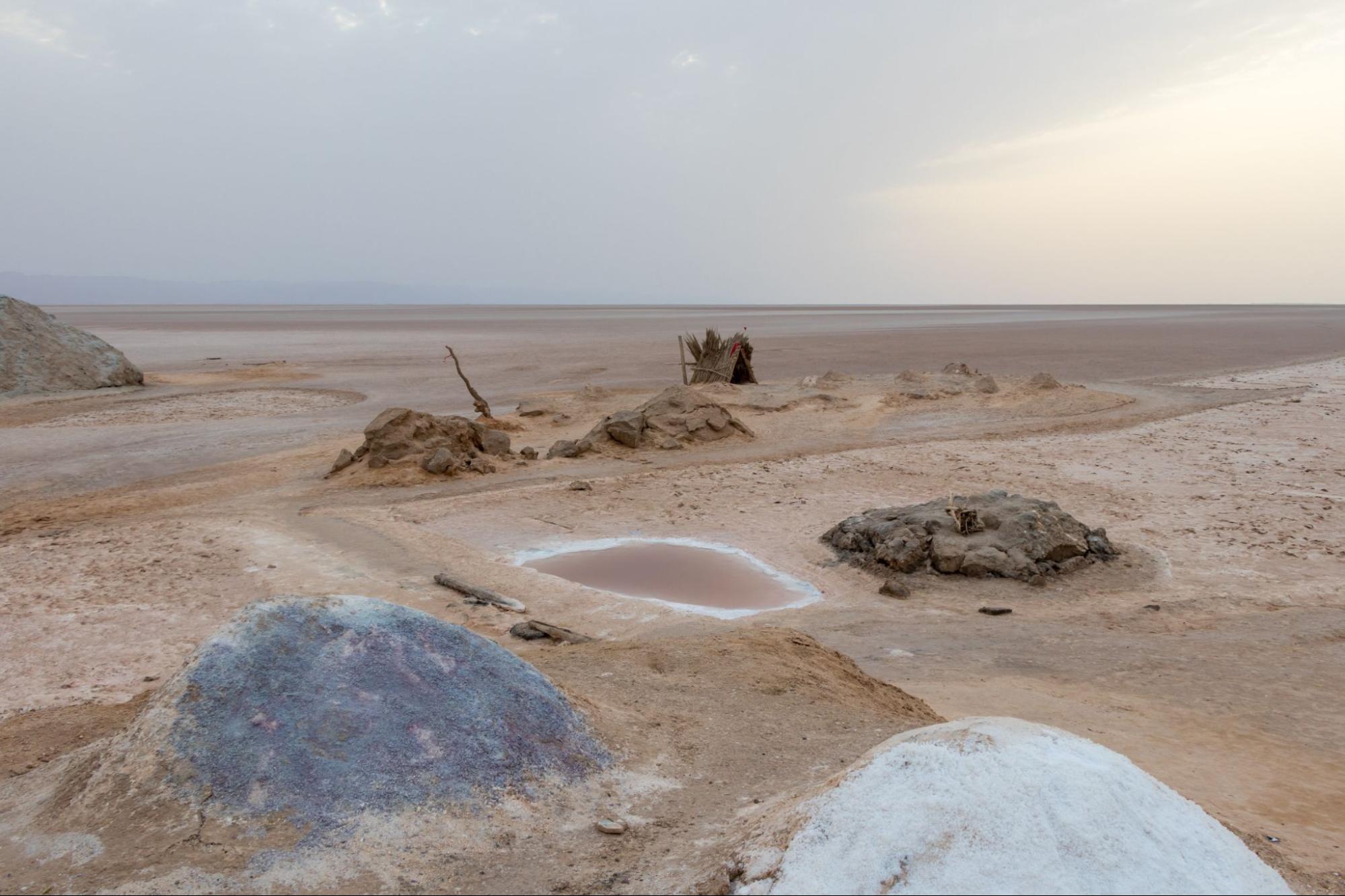 A pile of colorful salt in dry salt lake Chott El Djerid, Tunisia, Africa