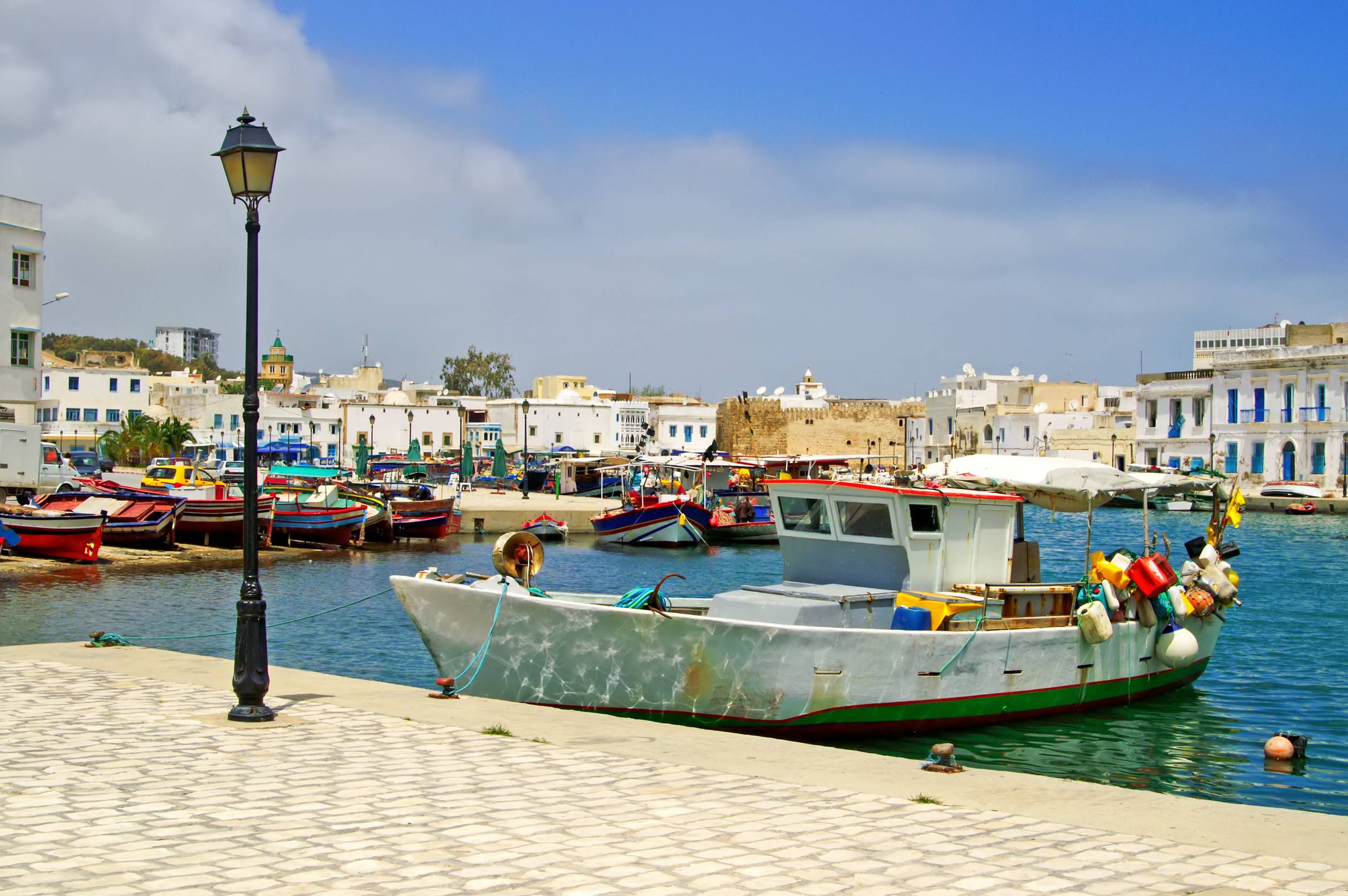 Boat Near Fort Of Bizerte Tunisia
