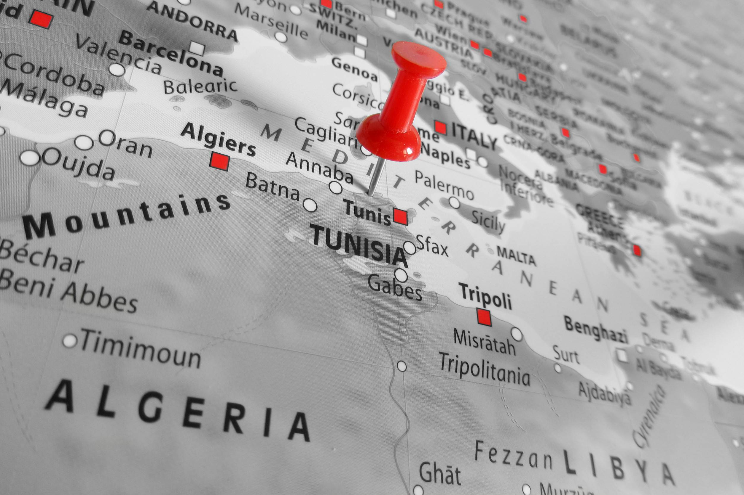 Red Marker Over Tunisia